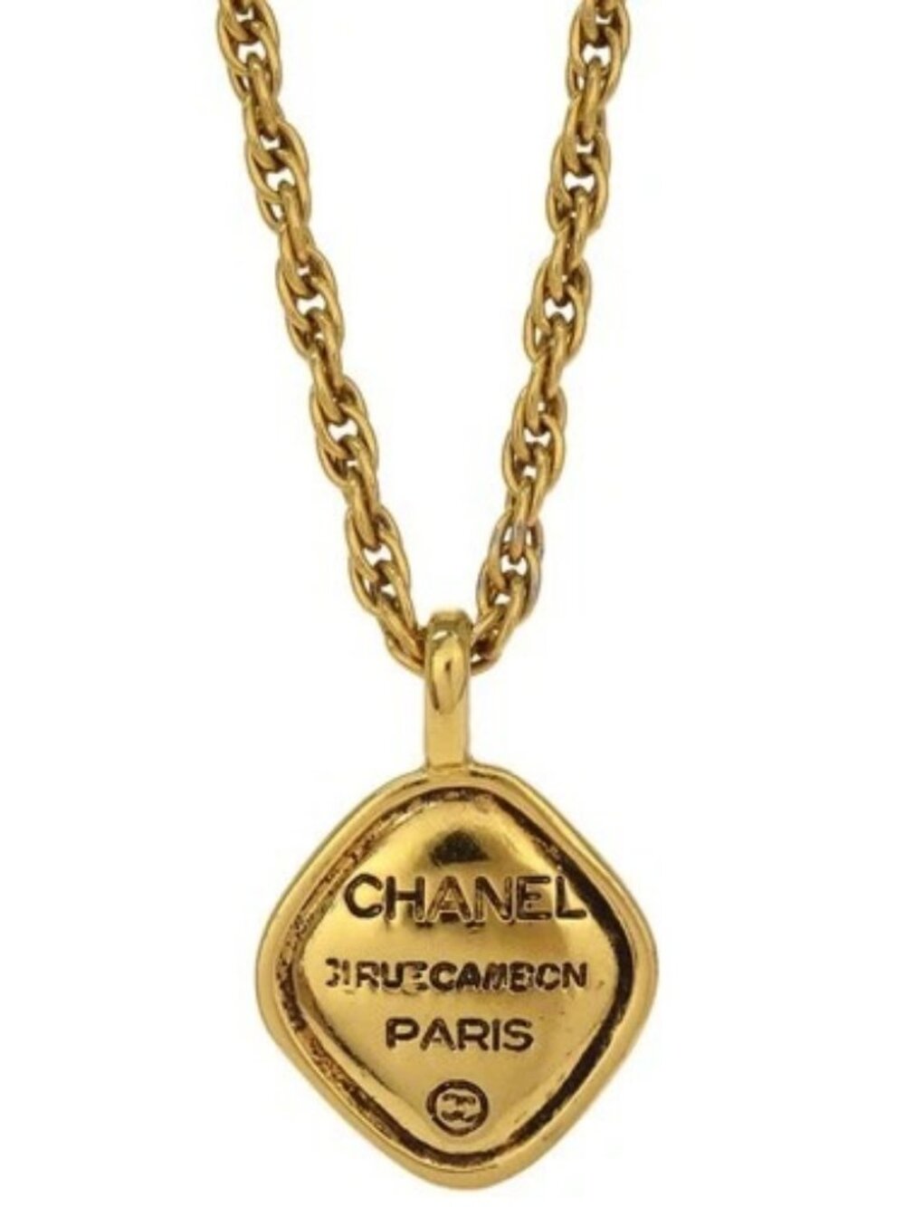 Chanel Gold Rhombus Pendant Necklace 188924
